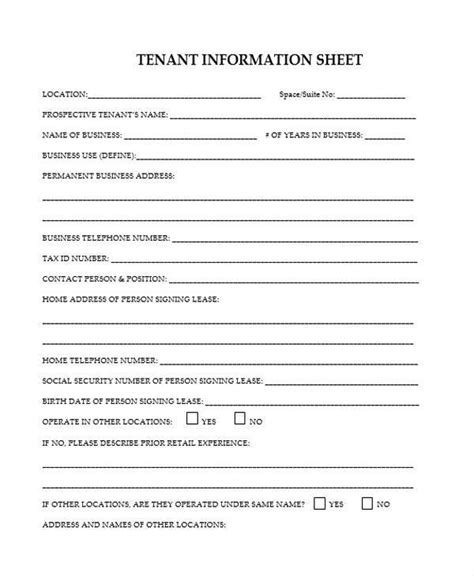 information sheet samples templates   ms word