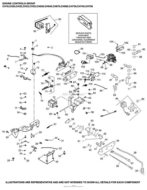 kohler ch  toro  hp  kw parts diagram  engine controls group    ch