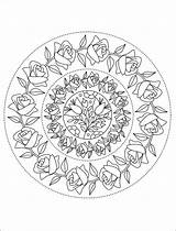 Mandala Coloring Pages Roses Adult Printable Visit Mandalas sketch template