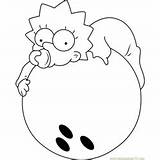 Maggie Simpson Coloring Pages Bowling sketch template
