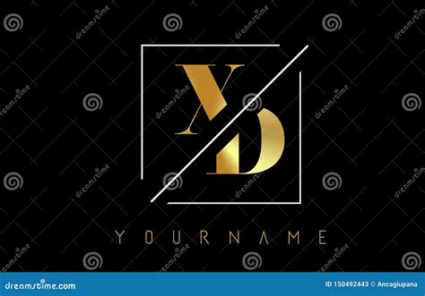 xd golden letter logo  cutted  intersected design stock vector