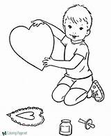 Coloring Valentine Pages Boy Heart Valentines Hearts Printable Color Sheets Cards Kids Holiday Children Card Saint Pre Making Kid Make sketch template