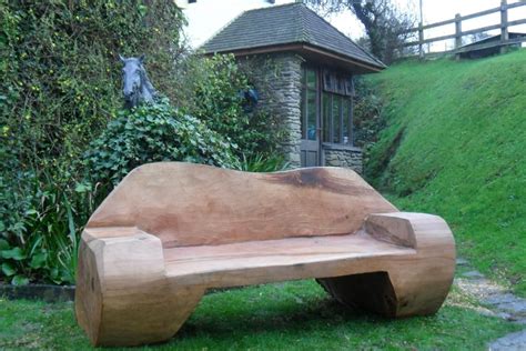 chainsaw carved bench woodworking carving rustic
