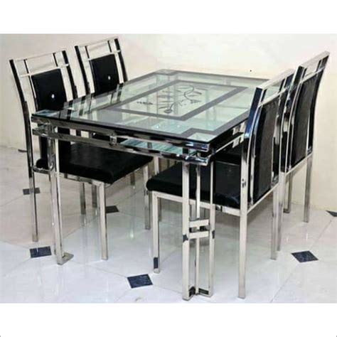 seater ss dining table  glass top   price  rajkot