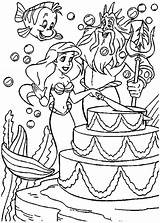 Coloring Cake Birthday Pages Disney Princess Mermaid Happy Ariel Little Printable Color Print Netart Coloringhome Sheets Colors Cakes Choose Board sketch template