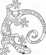 Lizard Mandala Mandalas Coloriage Lagartija Patterned Imprimer Lucertola Colorier Gecko Istockphoto Facile Tribale Decorativa Vettore Lézard Alebrijes Ivonn111e Illustration Zentangle sketch template