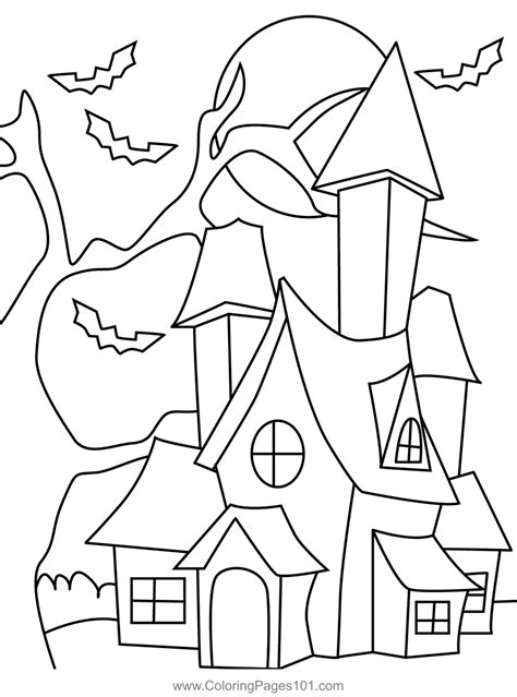 haunted house coloring page  kids  halloween printable