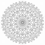 Mandala Hearts Circular sketch template