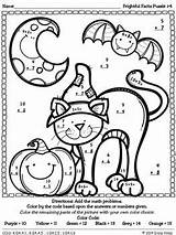 Halloween Coloring Math Color Number Pages Worksheets Addition Code 1st Puzzles Numbers Grade Codes Problems Puzzle Graders Printable First Problem sketch template