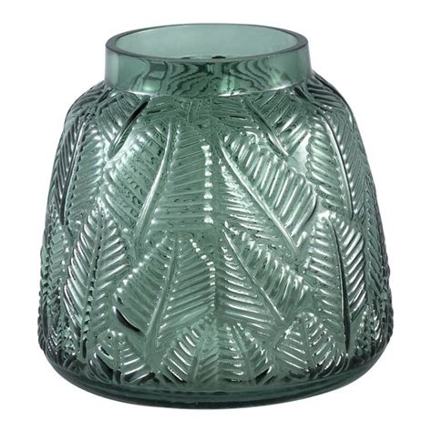 Cary Dark Green Glass Vase Leave Round S Eunnick Home