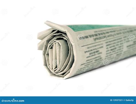 rolled newspaper isolated stock image image  objects