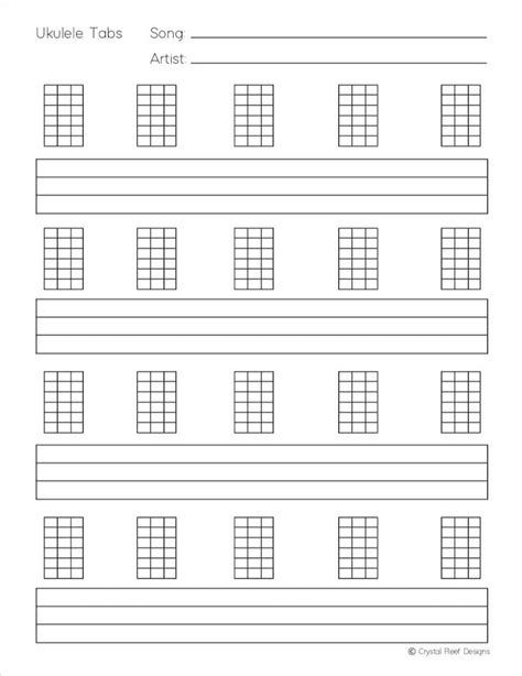 ukulele blank tabs chords instant printable  etsy