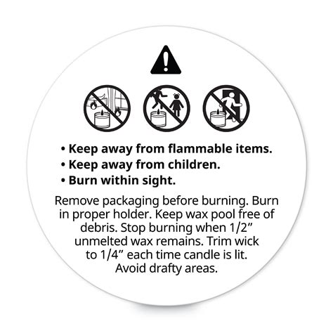 candle warning labels printable