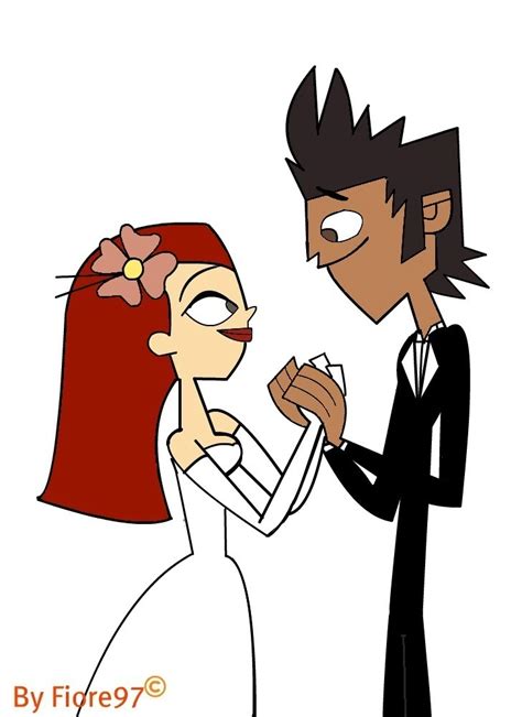mike and zoey wedding lineart total drama island fan art
