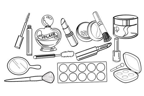 professional cosmetics makeup kit coloring sheet coloring pages