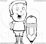 Boy Pencil Happy Standing Clipart Cartoon Coloring Cory Thoman Outlined Vector Illustration Clip Transparent 2021 Clipartof sketch template