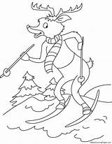 Ski Reindeer Racing Coloring sketch template