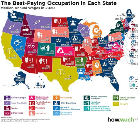 mapping the highest paid professions in each state