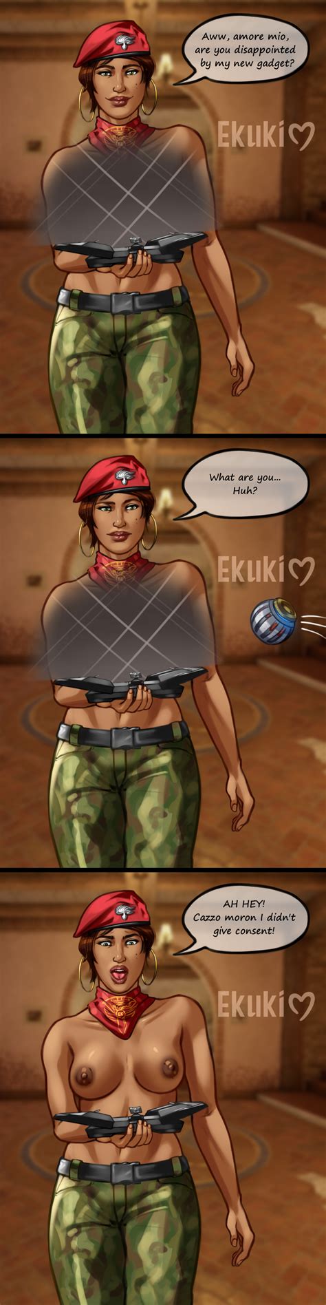 rule 34 alibi rainbow six belly beret breasts breasts out brown