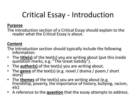 critical essay writing powerpoint