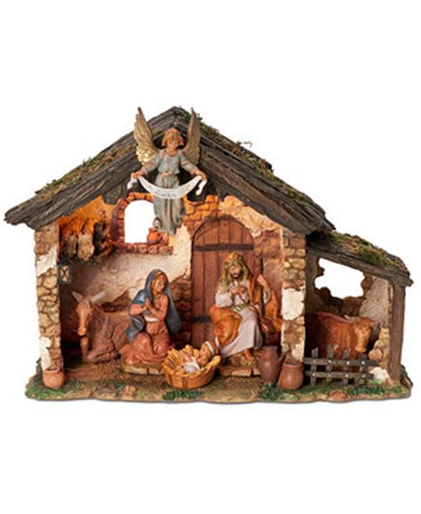roman fontanini lighted stable  piece set nativity scene holiday