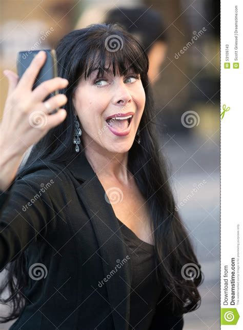 Pretty Woman Takes A Selfie Stock Image Image Of Person