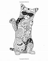 Coloring Cats Adult Pages Colouring Mindfulness Cat Book Books Animal Fancy Animals Creative Printable Relaxation Dog Zentangles Chat Mandala Coloriage sketch template