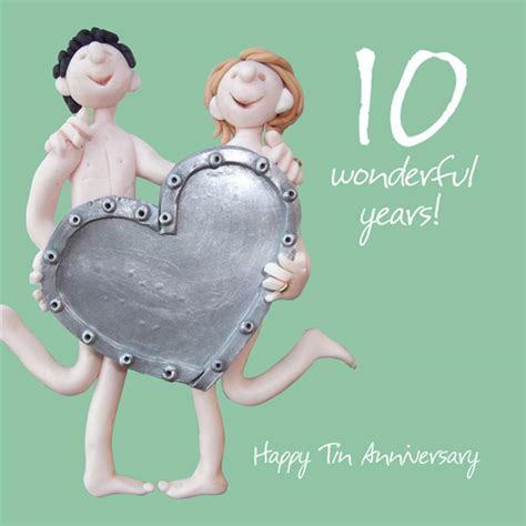 happy  tin anniversary greeting card  lump   cards love