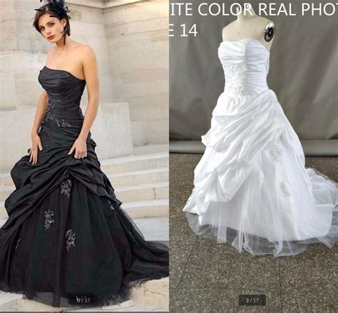 black gothic a line wedding dresses 2020 strapless taffeta