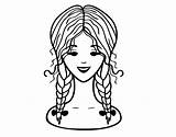 Coloring Braids Pages Hairstyle Two Braid French Colorear Coloringcrew sketch template