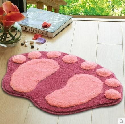 cute feet flocking carpet mats absorbent  slip bath doormat   bathroom door mat