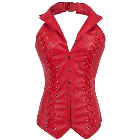 steel boned corsets and bustiers red leather corset bustier halter neck