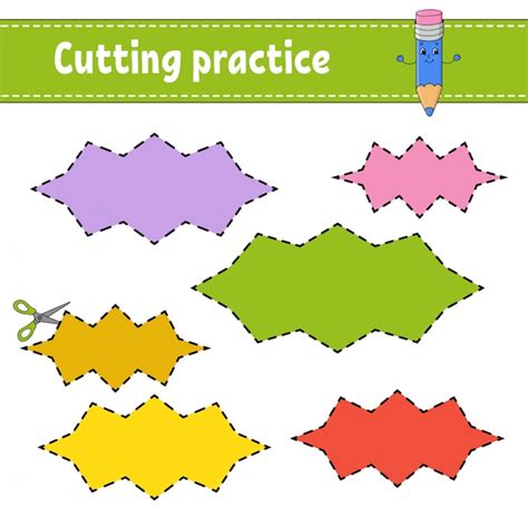 cutting practice  kids premium vector