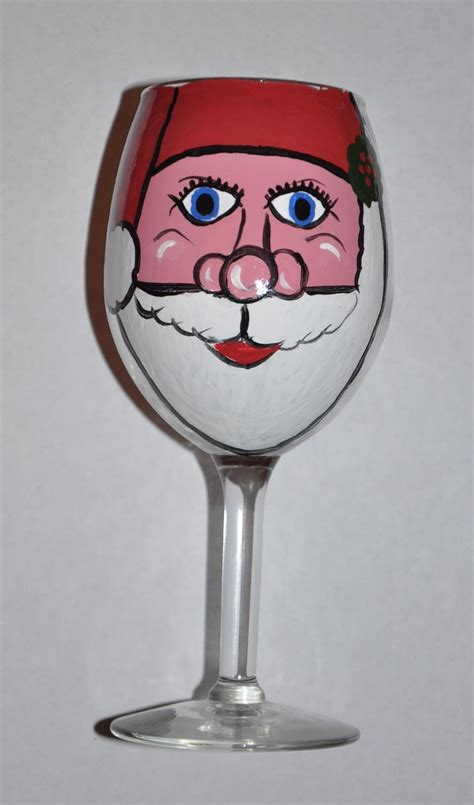 Santa Handpainted Wineglass Aaallgoodcrafts Hand