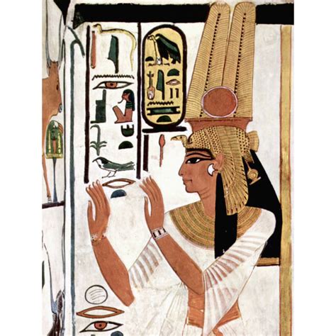 Ancient Egypt Mural Queen Nefertiti Praying Hieroglyphic