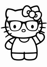 Kitty Hello Coloring Nerd Glasses Printable Drawing Colouring Sheets Supercoloring Cartoon Kitten sketch template