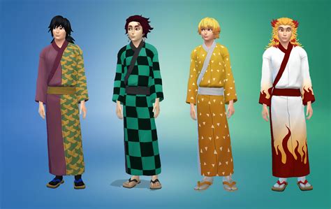 sims  adult male yukata recolors demon slayer  sims mods