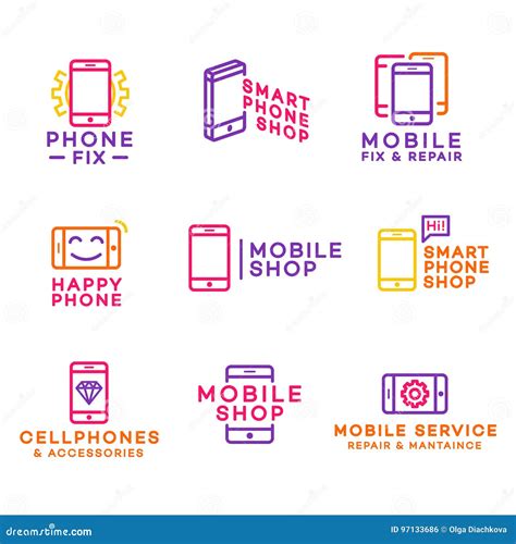 mobile shop logo set  style stock illustration illustration  cellphone icon