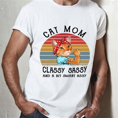 vintage cat mom classy sassy and a bit smart assy shirt hoodie