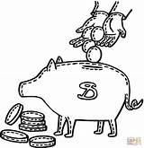 Penny Coloring Pages Bank Piggy Into Printable sketch template