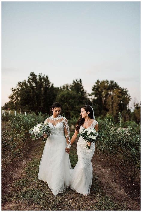 A Winery Wedding With A Modern Botanical Theme Lesbian Wedding Photos