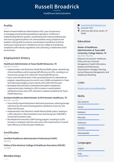 healthcare administration resume examples  templates