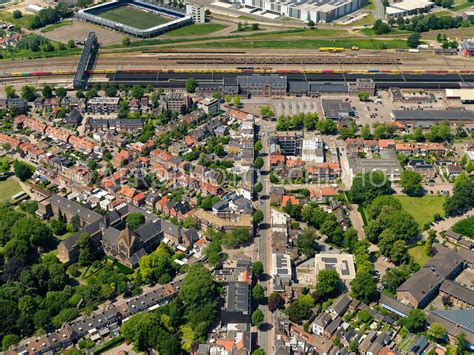 aerophotostock roosendaal station roosendaal met centraal de brugstraat luchtfoto