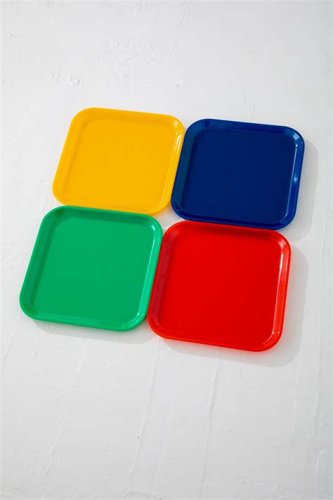 set   primary color plastic  square plates multi etsy