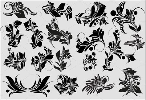floral vector elements set illustrations creative market