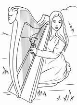 Harp Harfe Ausmalbilder Saul Suona Arpa Celtica Ausdrucken Malvorlagen Malvorlage Madchen Spielt Keltische Jouer sketch template