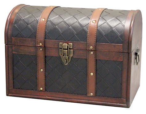 wooden leather  top treasure chest decorative storage trunk  lockable latch walmartcom