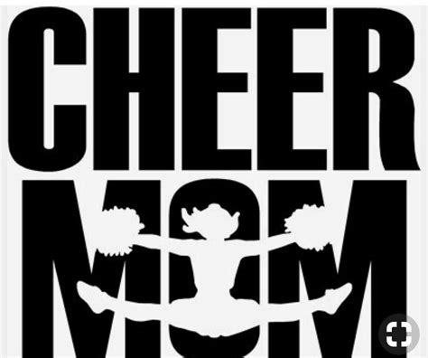 The Cheer Mom Logo In Black And White With An Image Of A Cheerleader On It