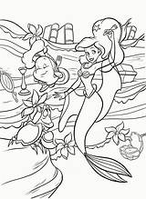 Coloring Flounder Ariel Pages Sebastian Disney Princess Walt sketch template