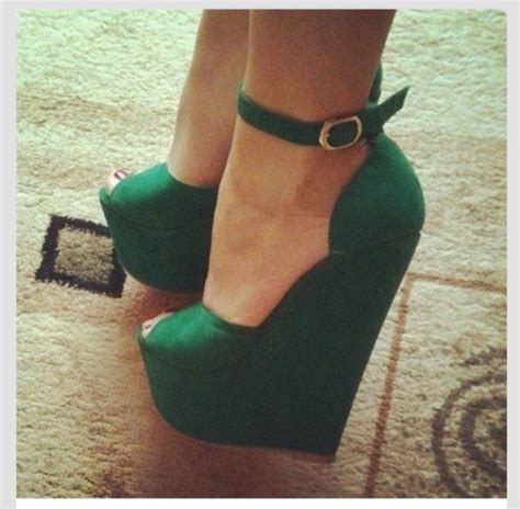 shoes emerald green green wedges heels high sex sexy tall wheretoget